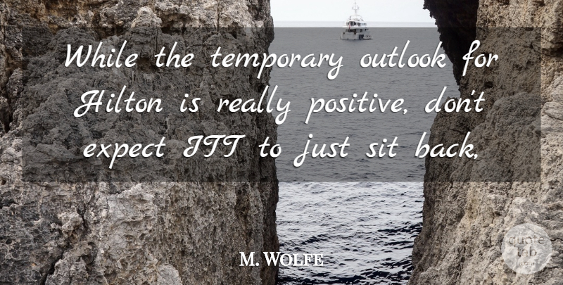 M. Wolfe Quote About Expect, Hilton, Outlook, Sit, Temporary: While The Temporary Outlook For...