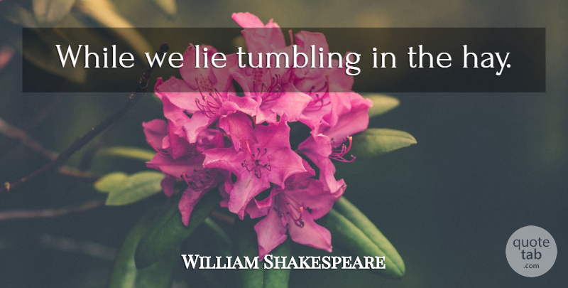 William Shakespeare Quote About Love, Lying, Hay: While We Lie Tumbling In...
