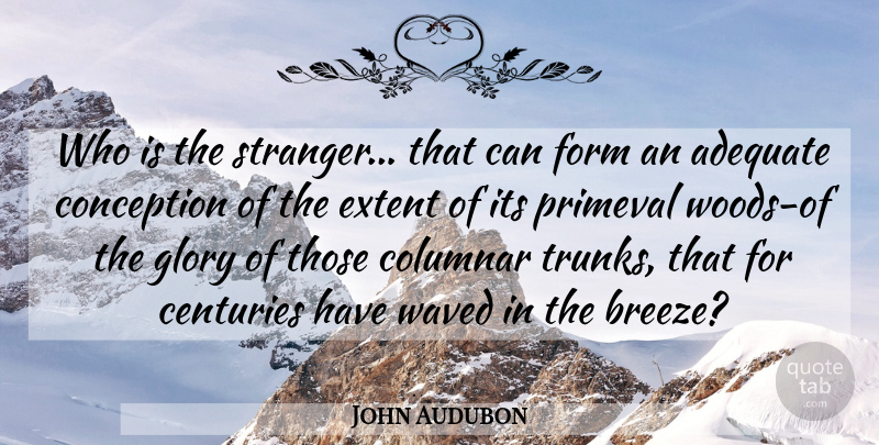 John Audubon Quote About Adequate, Centuries, Conception, Extent, Form: Who Is The Stranger That...
