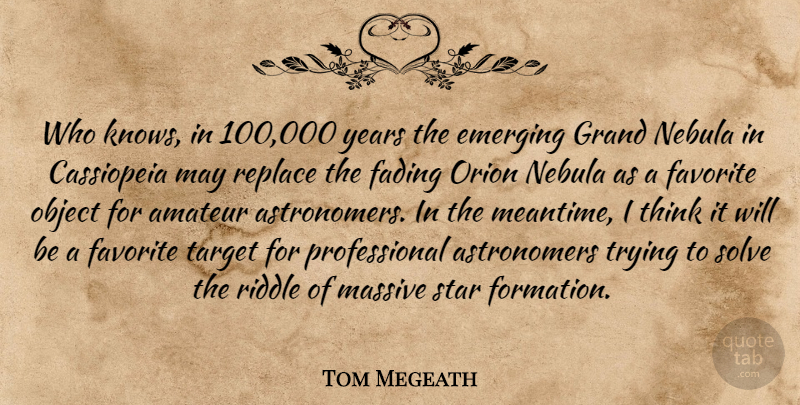Tom Megeath Quote About Amateur, Emerging, Fading, Favorite, Grand: Who Knows In 100 000...