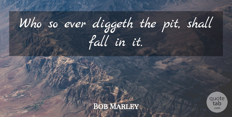 Bob Marley Quote About Fall, Pits, Adages: Who So Ever Diggeth The...