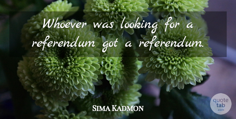 Sima Kadmon Quote About Looking, Referendum, Whoever: Whoever Was Looking For A...