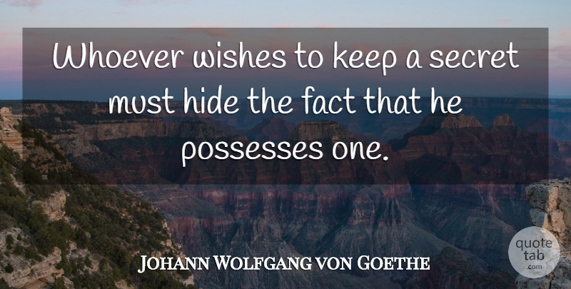 Johann Wolfgang von Goethe Quote About Keeping Secrets, Wish, Kept Secrets: Whoever Wishes To Keep A...