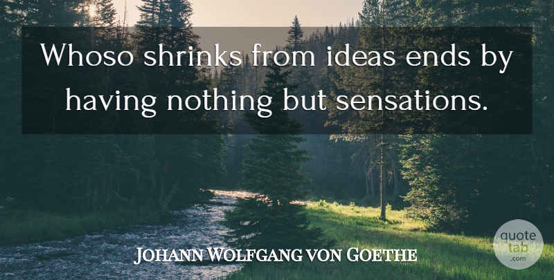Johann Wolfgang von Goethe Quote About Ideas, Ends, Sensations: Whoso Shrinks From Ideas Ends...
