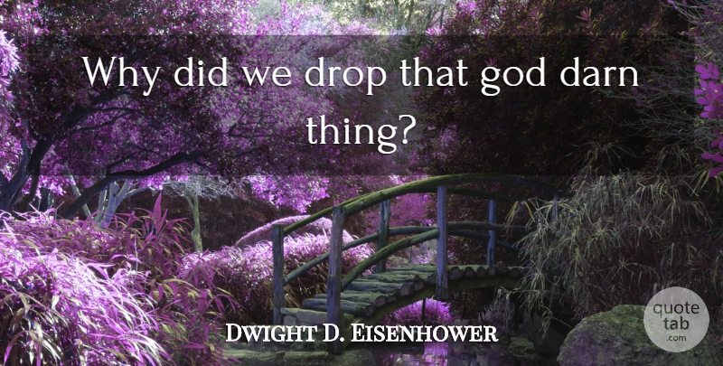 Dwight D. Eisenhower Quote About Darn, Drop, God: Why Did We Drop That...