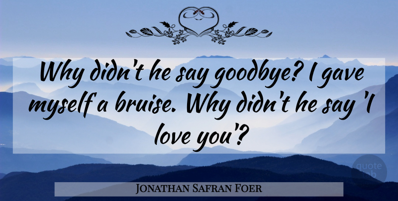 Jonathan Safran Foer Quote About Goodbye, Love You, Bruises: Why Didnt He Say Goodbye...
