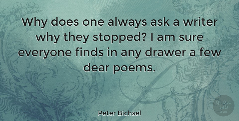 Peter Bichsel Quote About Doe, Dear God, Drawers: Why Does One Always Ask...