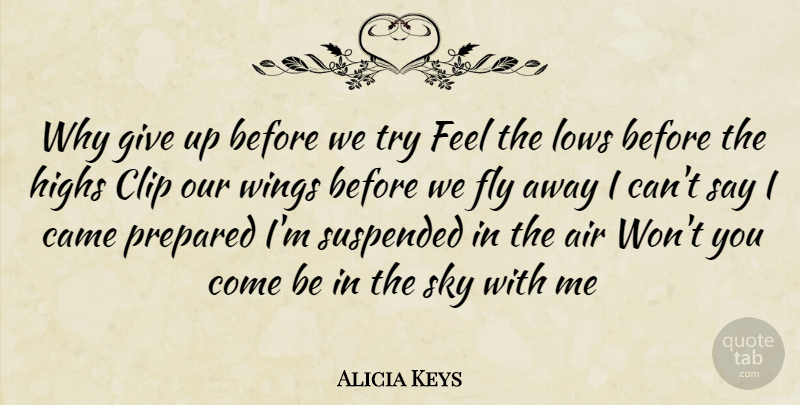 Alicia Keys Quote About Giving Up, Air, Sky: Why Give Up Before We...