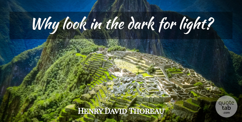 Henry David Thoreau Quote About Dark, Light, Looks: Why Look In The Dark...