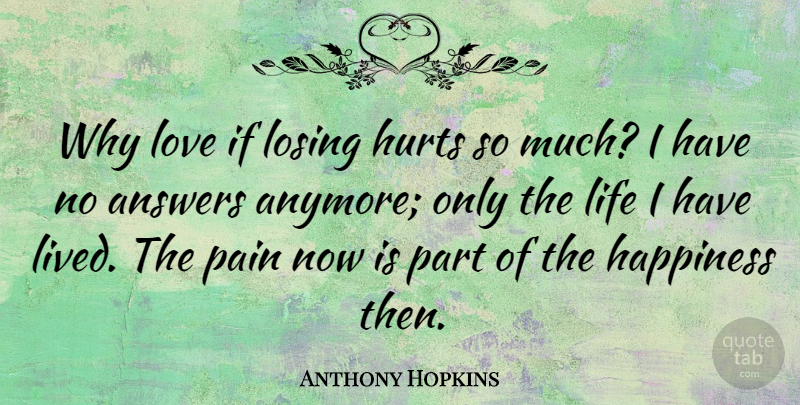 Anthony Hopkins Quote About Love, Hurt, Pain: Why Love If Losing Hurts...