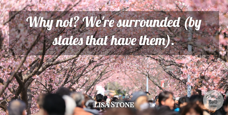Lisa Stone Quote About States, Surrounded: Why Not Were Surrounded By...