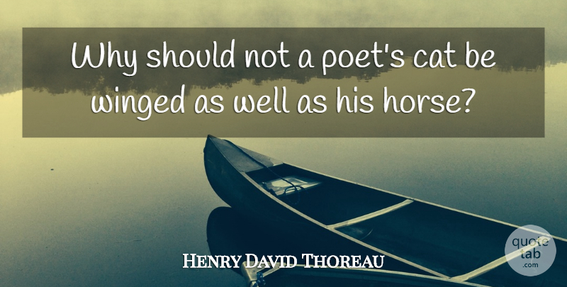Henry David Thoreau Quote About Horse, Cat, Poet: Why Should Not A Poets...