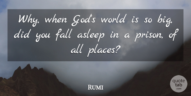 Rumi Quote About Fall, World, Prison: Why When Gods World Is...