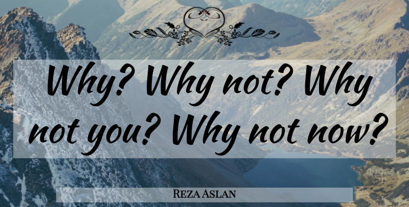 Reza Aslan Quote About Why Not: Why Why Not Why Not...