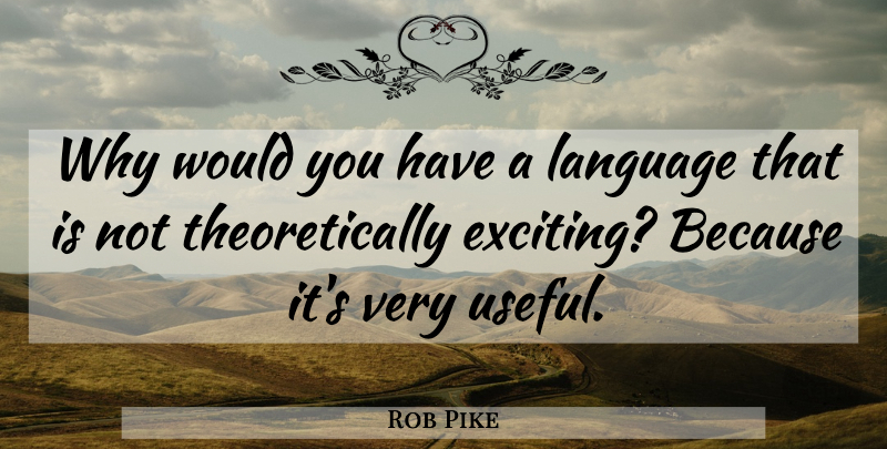 Rob Pike Quote About Language, Programming, Exciting: Why Would You Have A...
