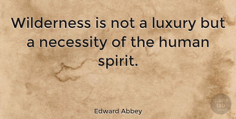 Edward Abbey Quote About Nature, Insperational, Luxury: Wilderness Is Not A Luxury...