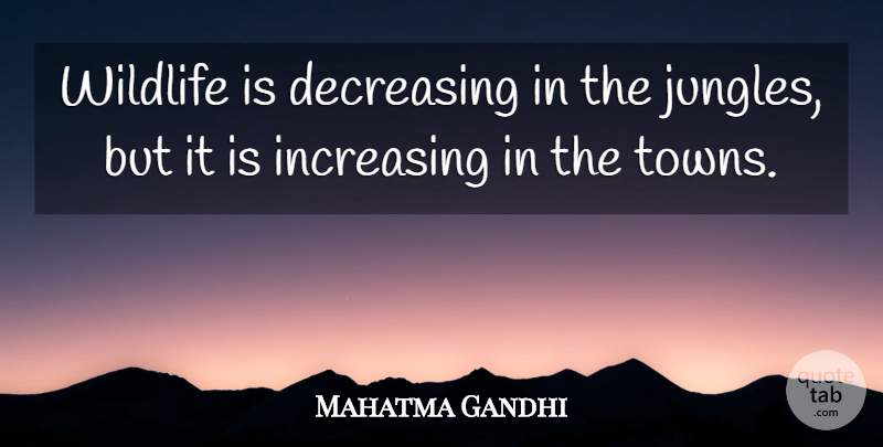 Mahatma Gandhi Quote About Animal, Towns, Wildlife: Wildlife Is Decreasing In The...