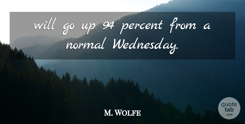 M. Wolfe Quote About Normal, Percent: Will Go Up 94 Percent...