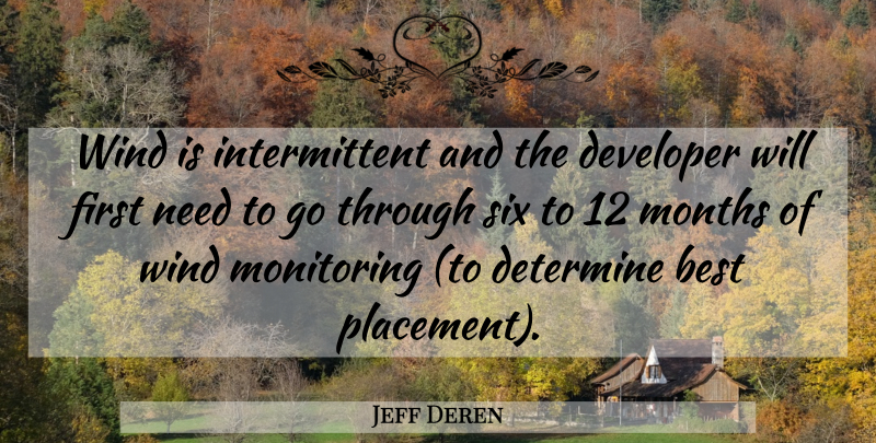 Jeff Deren Quote About Best, Determine, Developer, Months, Six: Wind Is Intermittent And The...
