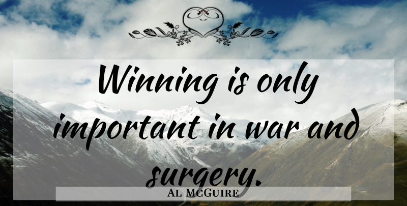 Al McGuire Quote About Basketball, War, Winning: Winning Is Only Important In...