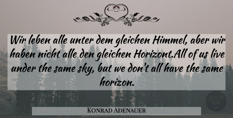 Konrad Adenauer Quote About Den: Wir Leben Alle Unter Dem...