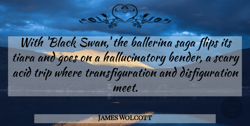 James Wolcott Quote About Swans, Scary, Black: With Black Swan The Ballerina...