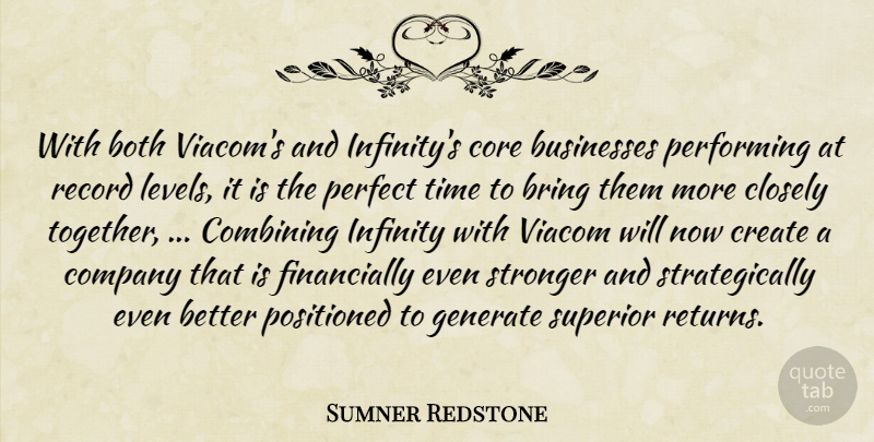 Sumner Redstone Quote About Both, Bring, Businesses, Closely, Combining: With Both Viacoms And Infinitys...