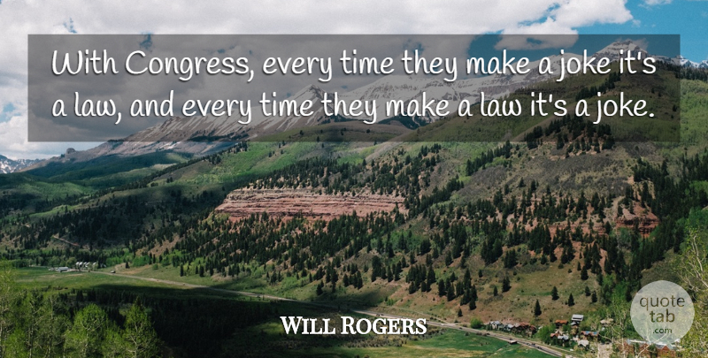 Will Rogers Quote About Law, Congress, Jokes: With Congress Every Time They...