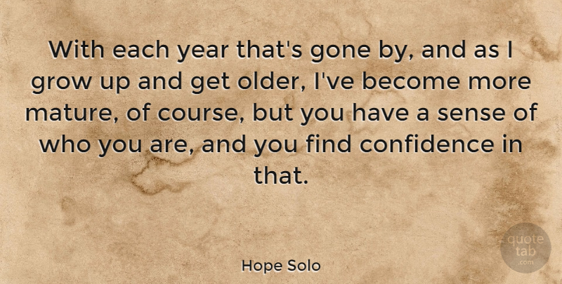 Hope Solo Quote About Growing Up, Years, Gone: With Each Year Thats Gone...