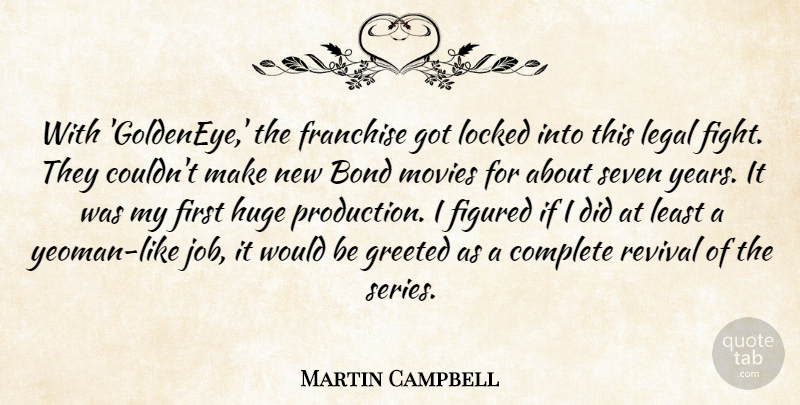 Martin Campbell Quote About Bond, Complete, Figured, Franchise, Huge: With Goldeneye The Franchise Got...