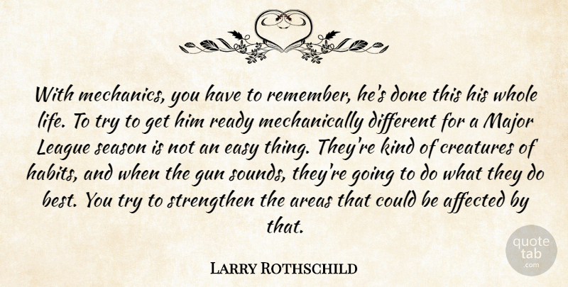 Larry Rothschild Quote About Affected, Areas, Creatures, Easy, Gun: With Mechanics You Have To...
