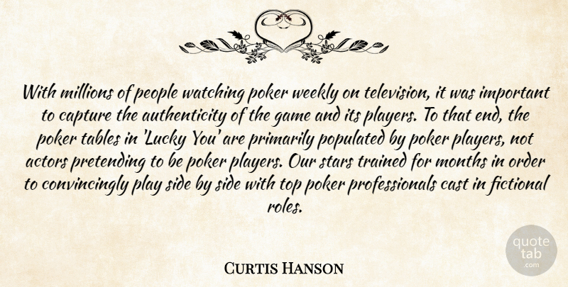 Curtis Hanson Quote About Capture, Cast, Fictional, Game, Millions: With Millions Of People Watching...