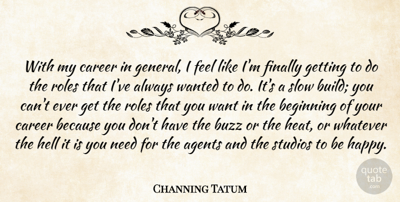 Channing Tatum Quote About Careers, Roles, Agents: With My Career In General...