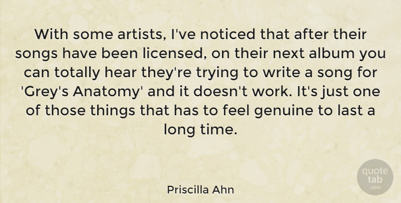 Priscilla Ahn Quote About Album, Genuine, Hear, Last, Next: With Some Artists Ive Noticed...