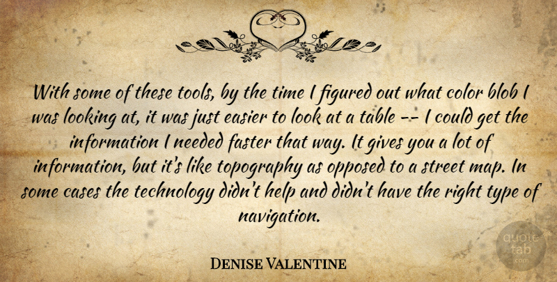 Denise Valentine Quote About Cases, Color, Easier, Faster, Figured: With Some Of These Tools...