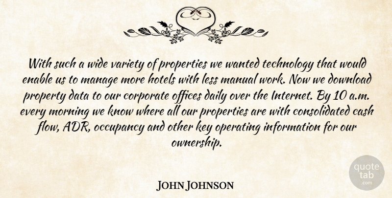 John Johnson Quote About Cash, Corporate, Daily, Data, Download: With Such A Wide Variety...