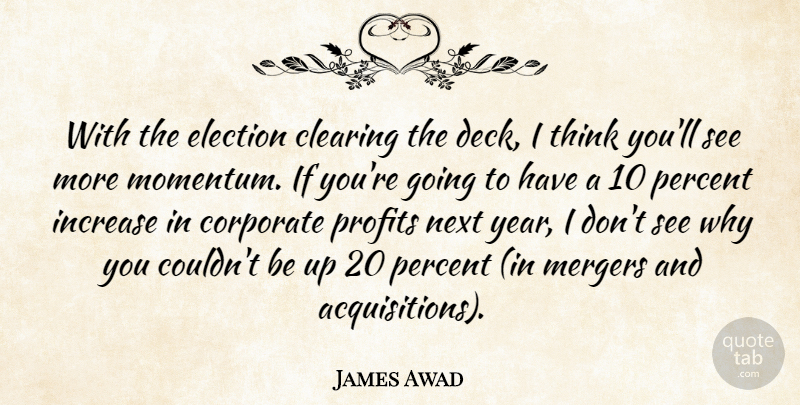 James Awad Quote About Clearing, Corporate, Election, Increase, Mergers: With The Election Clearing The...