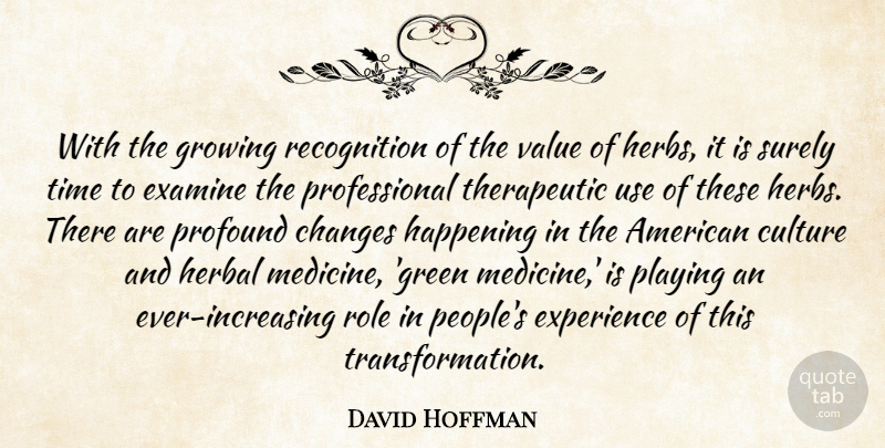 David Hoffman Quote About Medicine, Profound, People: With The Growing Recognition Of...
