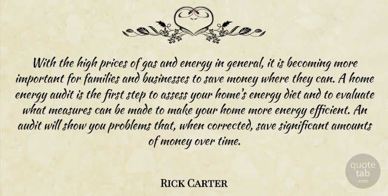 Rick Carter Quote About Assess, Audit, Becoming, Businesses, Diet: With The High Prices Of...