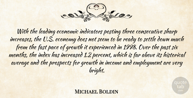 Michael Boldin Quote About Above, Average, Economic, Economy, Employment: With The Leading Economic Indicators...