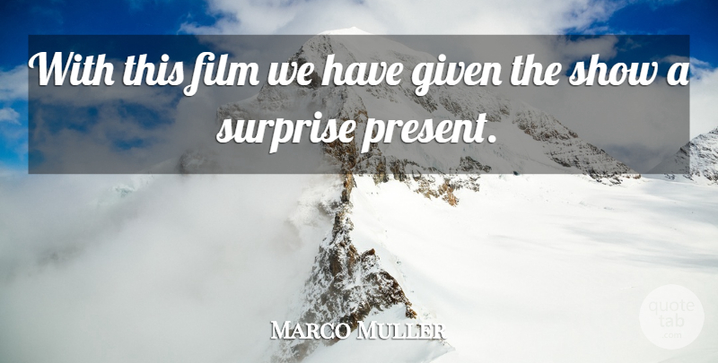 Marco Muller Quote About Given, Surprise: With This Film We Have...