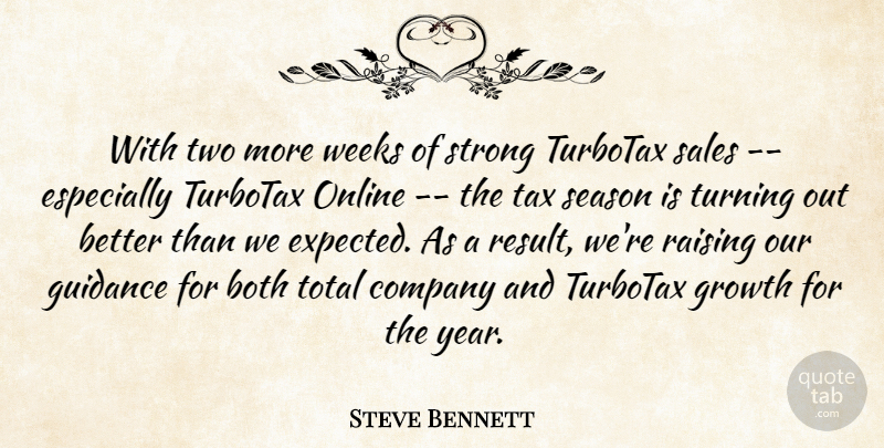 Steve Bennett Quote About Both, Company, Growth, Guidance, Online: With Two More Weeks Of...