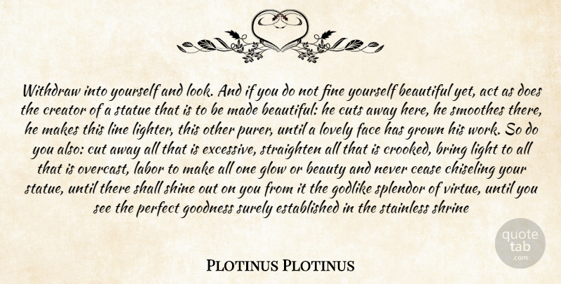 Plotinus Plotinus Quote About Act, Beautiful, Beauty, Bring, Cease: Withdraw Into Yourself And Look...