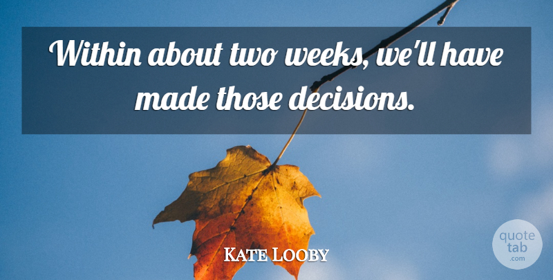 Kate Looby Quote About Within: Within About Two Weeks Well...