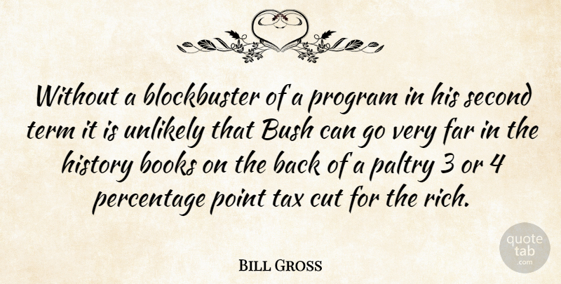 Bill Gross Quote About Books, Bush, Cut, Far, History: Without A Blockbuster Of A...