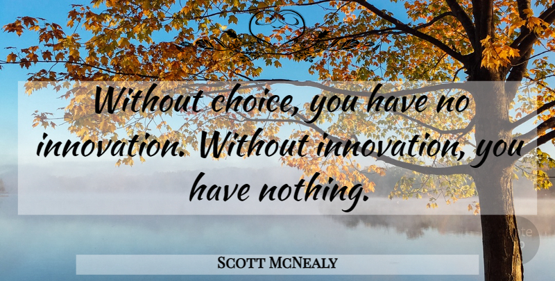 Scott McNealy Quote About Choices, Innovation: Without Choice You Have No...
