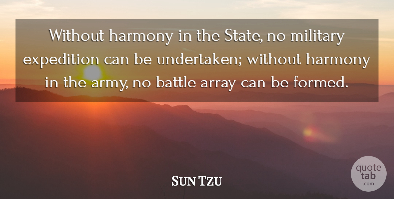 Sun Tzu Quote About Military, Army, Battle: Without Harmony In The State...