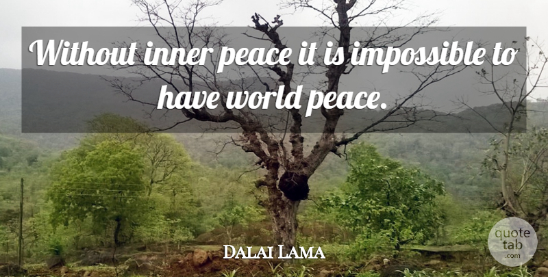Dalai Lama Quote About Peace, Passion, World: Without Inner Peace It Is...