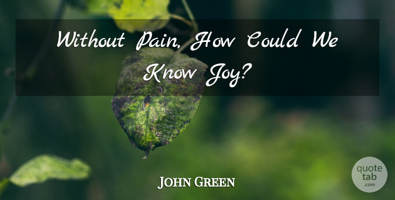 John Green Quote About Pain, Joy, Broccoli: Without Pain How Could We...