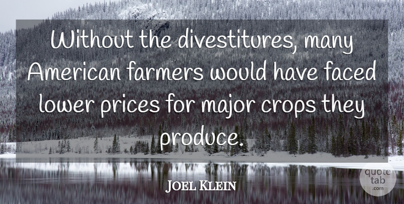 Joel Klein Quote About Crops, Faced, Farmers, Lower, Major: Without The Divestitures Many American...